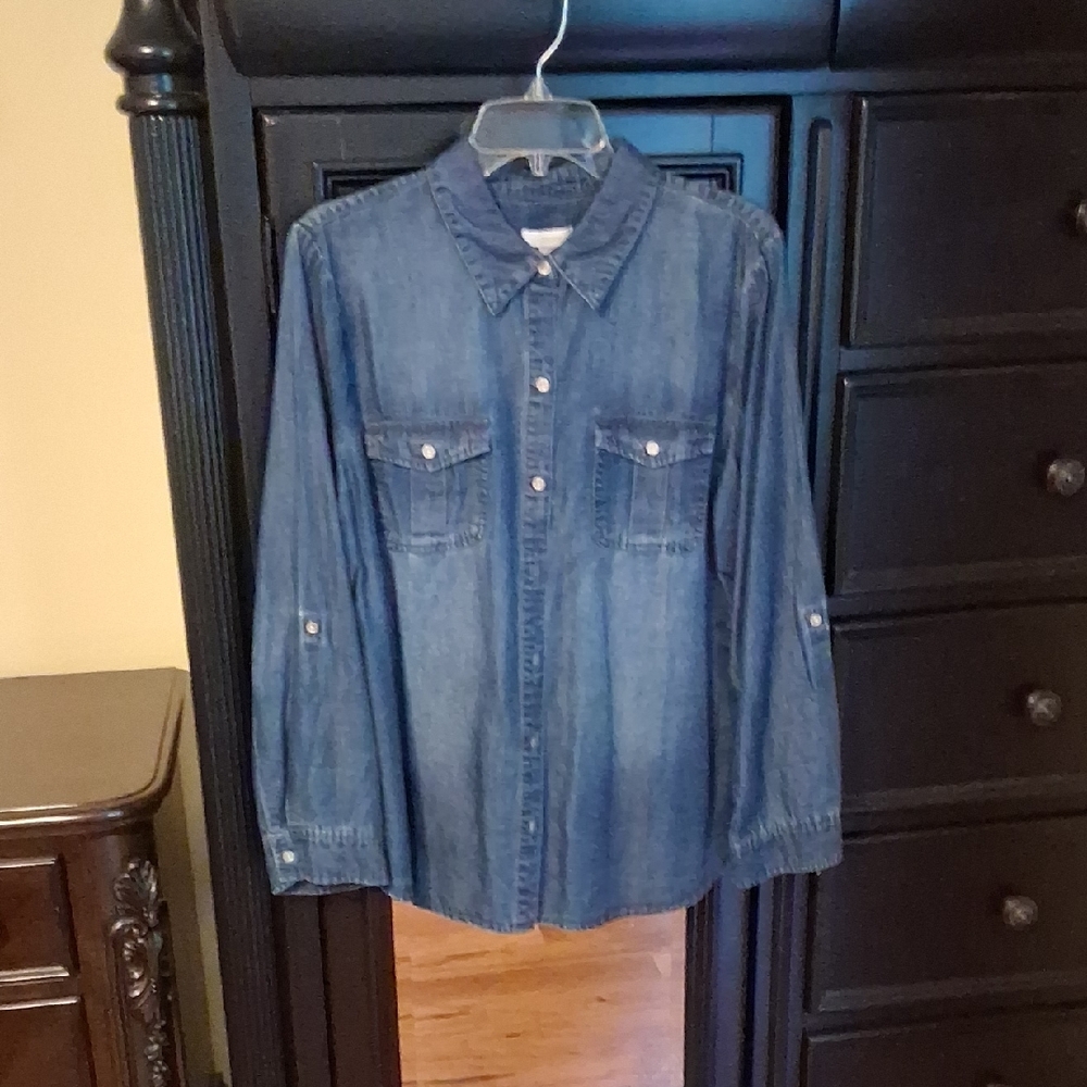 Chicos Denim Button-Up Shirt NWT